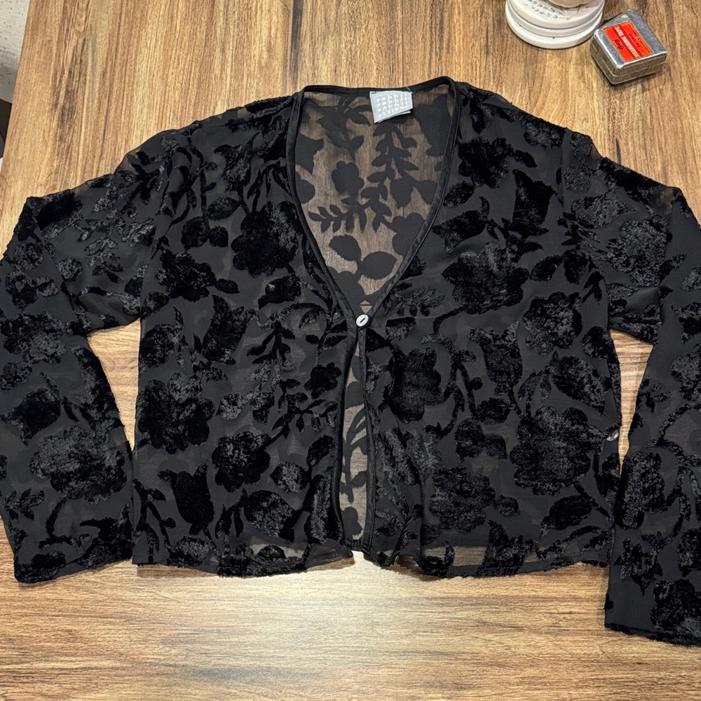 Rabbit Rabbit Rabbit Black Sheer Floral Top